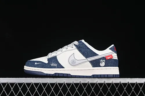 All categories Nk SB Dunk Series Nk SB Dunk Low High-end customized low-top sneakers Nike SB Dunk Low Stusi co-branded Reflective blue denim Anniversary high-end customized low-top casual sneakers ZH2598-268